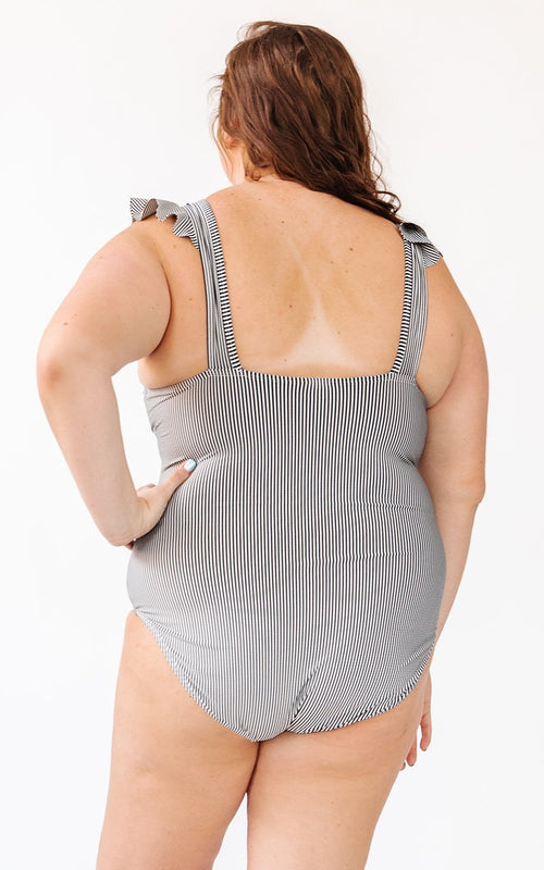 Black Seersucker One-Piece