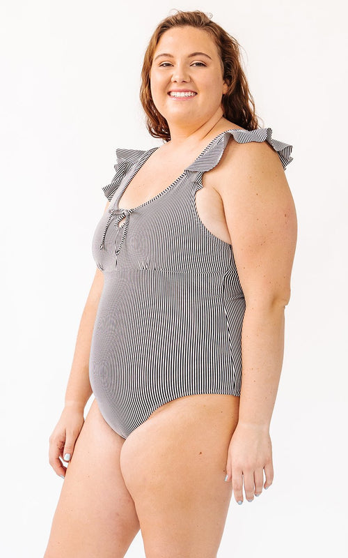 Black Seersucker One-Piece