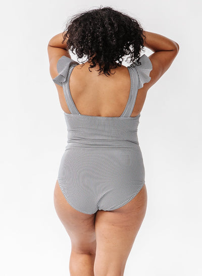 Black Seersucker One-Piece - XXS