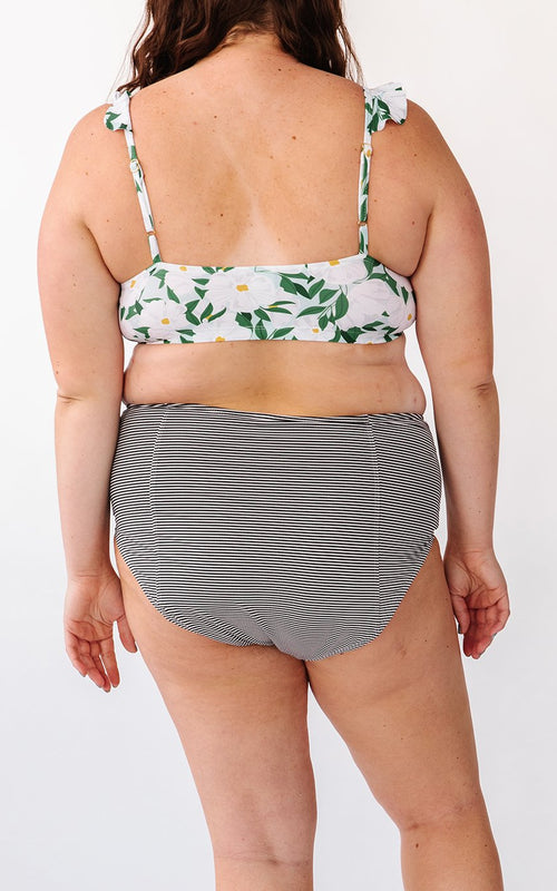 Black Seersucker High-Waist Bottom