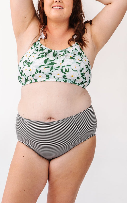 Black Seersucker High-Waist Bottom
