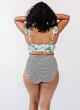 Black Seersucker High-Waist Bottom