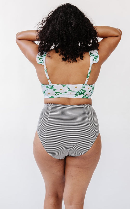 Black Seersucker High-Waist Bottom