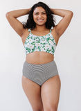 Black Seersucker High-Waist Bottom