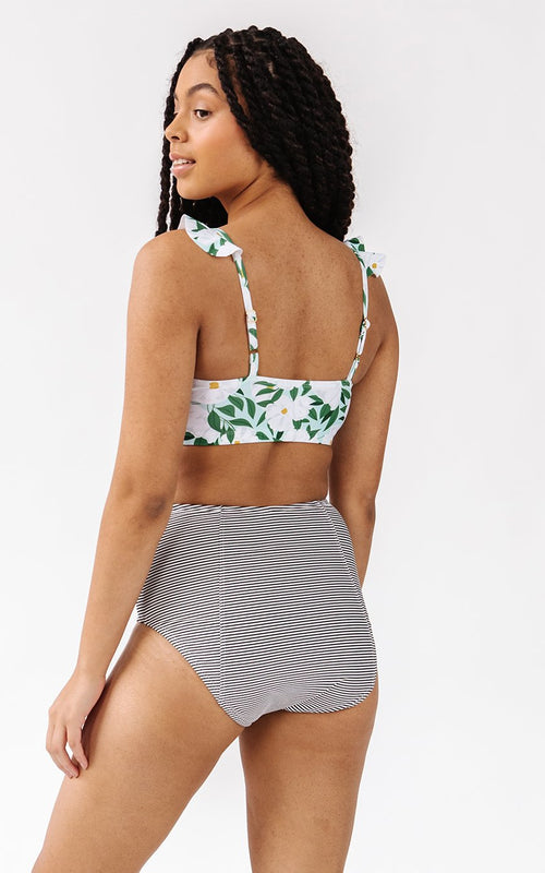 Black Seersucker High-Waist Bottom