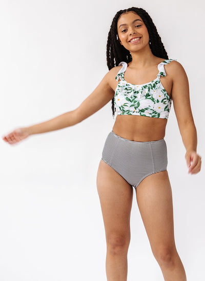 Black Seersucker High-Waist Bottom - XXS