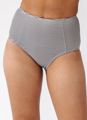Black Seersucker High-Waist Bottom