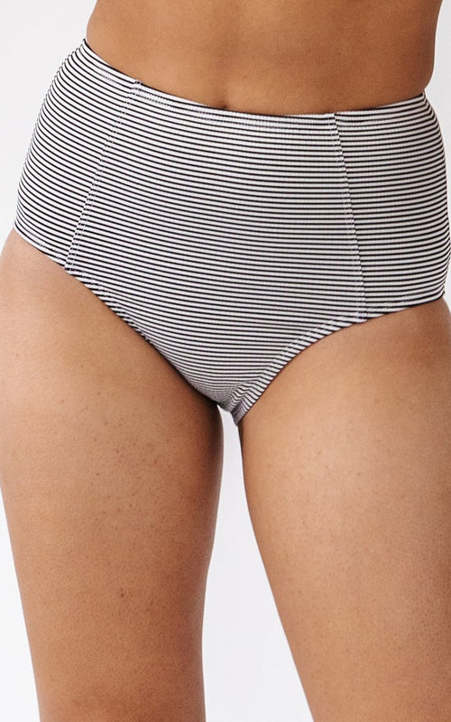 Black Seersucker High-Waist Bottom