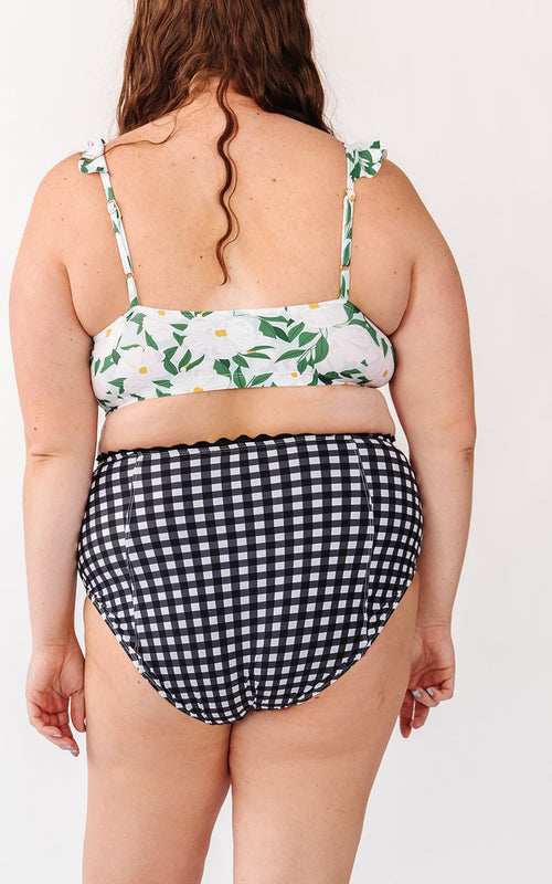 Black Gingham High-Waist Bottom