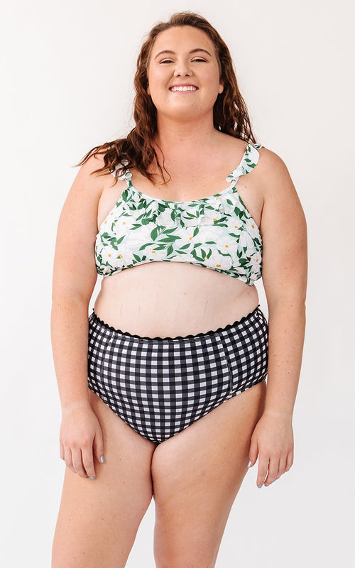 Black Gingham High-Waist Bottom