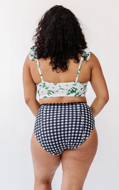 Black Gingham High-Waist Bottom