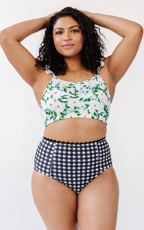 Black Gingham High-Waist Bottom