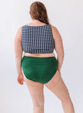 Black Gingham Knotted Crop Top