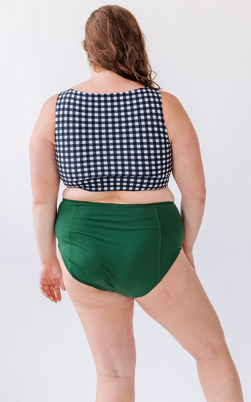 Black Gingham Knotted Crop Top