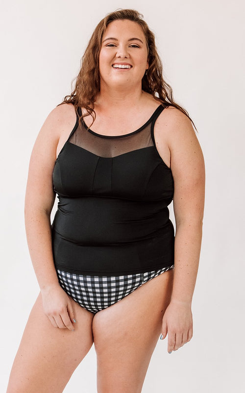 Black Mesh Tankini Top