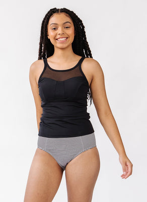 Black Mesh Tankini Top