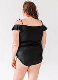Black Off-Shoulder Tankini Top