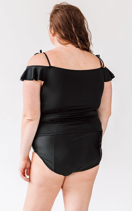 Black Off-Shoulder Tankini Top