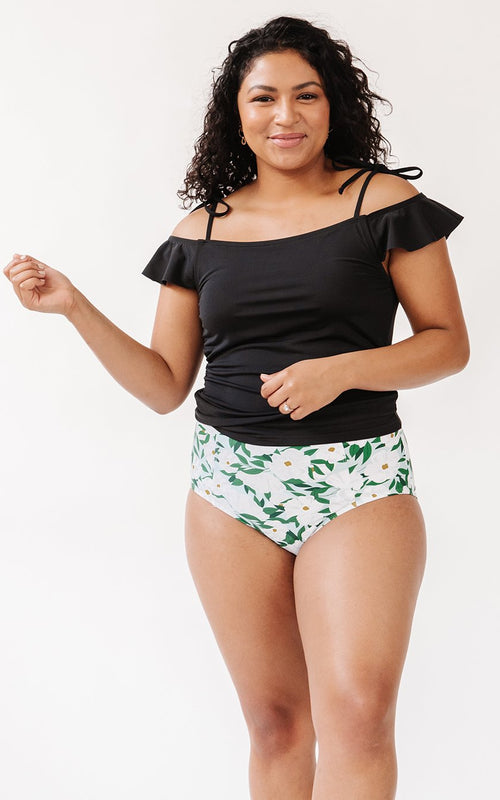 Black Off-Shoulder Tankini Top