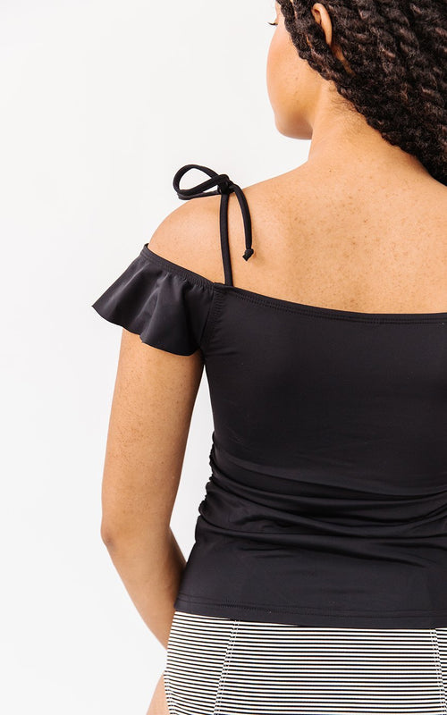 Black Off-Shoulder Tankini Top