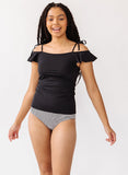 Black Off-Shoulder Tankini Top