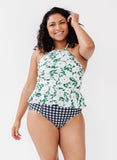 Blossoms High-Neck Peplum