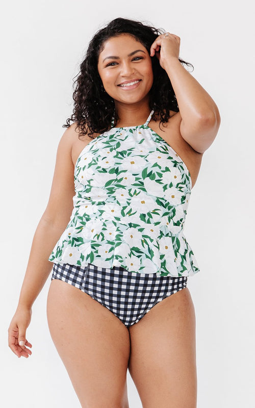 Blossoms High-Neck Peplum