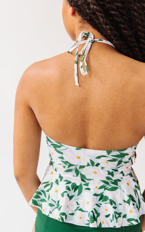 Blossoms High-Neck Peplum