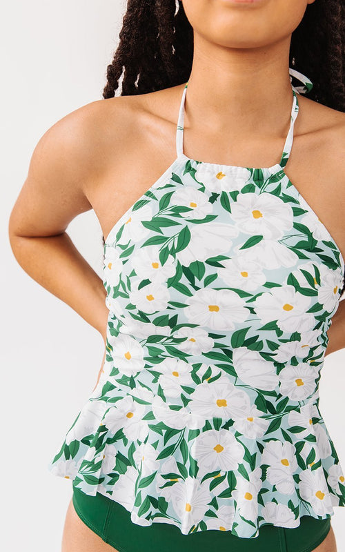 Blossoms High-Neck Peplum