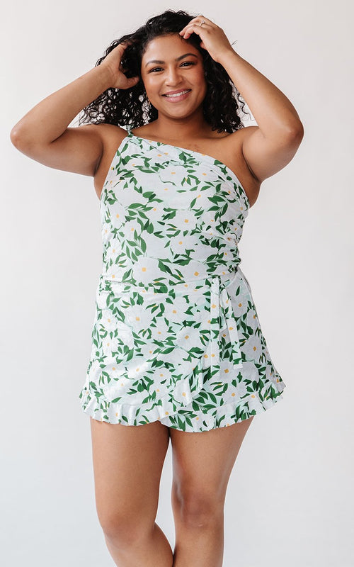 Blossoms One-Shoulder Tankini Top