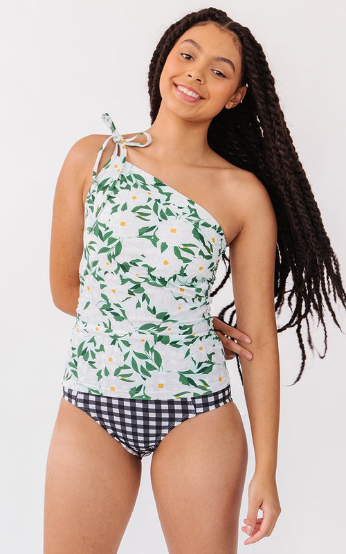 Blossoms One-Shoulder Tankini Top