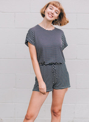 Black Stripe Romper