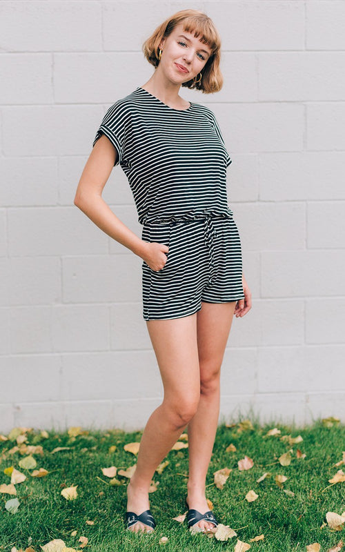 Black Stripe Romper