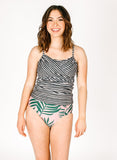 Black Stripe Wrap Tankini Top