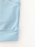Blue Seersucker One-Shoulder Crop