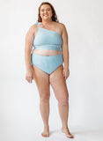 Blue Seersucker High-Waist Bottom