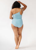 Blue Seersucker High-Waist Bottom