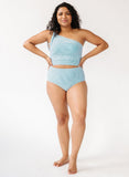Blue Seersucker High-Waist Bottom