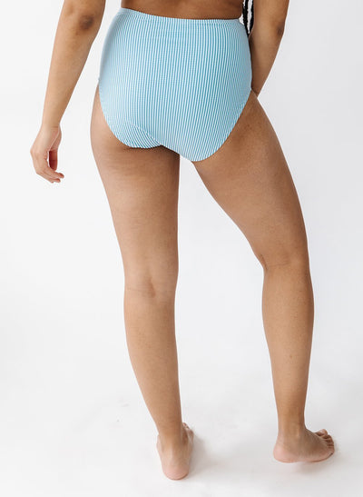 Blue Seersucker High-Waist Bottom - X-SMALL