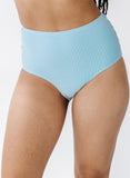 Blue Seersucker High-Waist Bottom