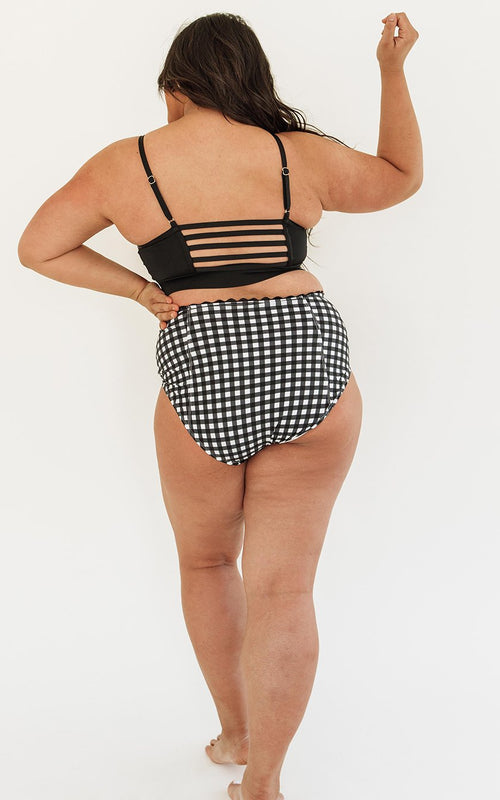Black Gingham High-Waist Bottom