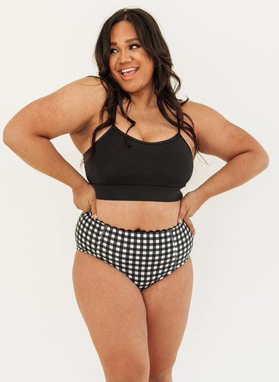 Black Gingham High-Waist Bottom - XXS