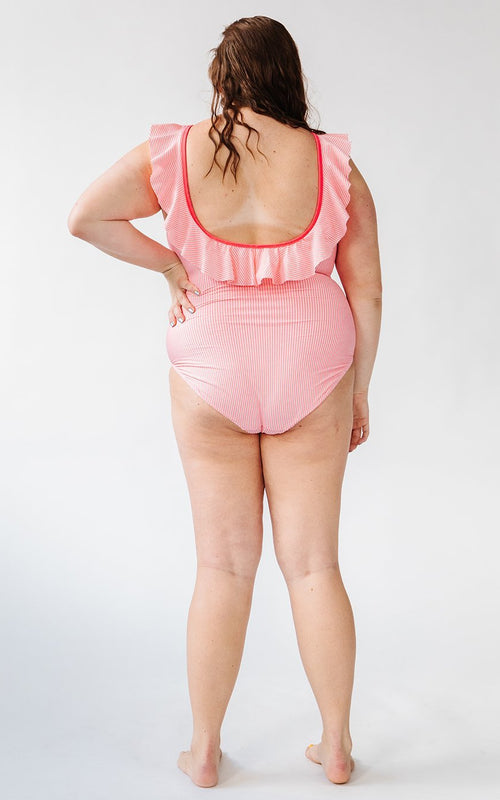 Coral Seersucker One-Piece