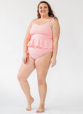 Coral Seersucker Classic Peplum