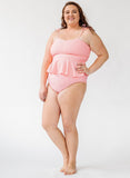 Coral Seersucker High-Waist Bottom