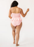 Coral Seersucker Classic Peplum