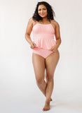 Coral Seersucker High-Waist Bottom