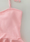 Coral Seersucker Classic Peplum