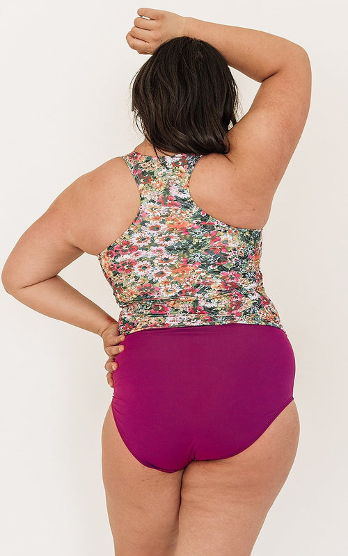 Crayon Floral Racer-Back Tankini Top