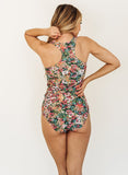 Crayon Floral Racer-Back Tankini Top